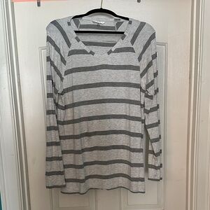 CAbi Gray Striped Top